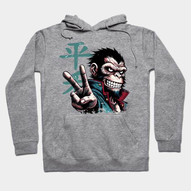 V Sign Monkey Hoodie by aswIDN